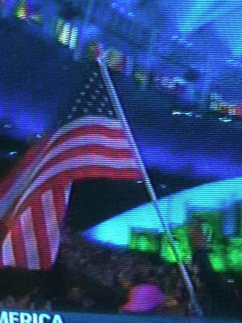 American flag waving at the olympics